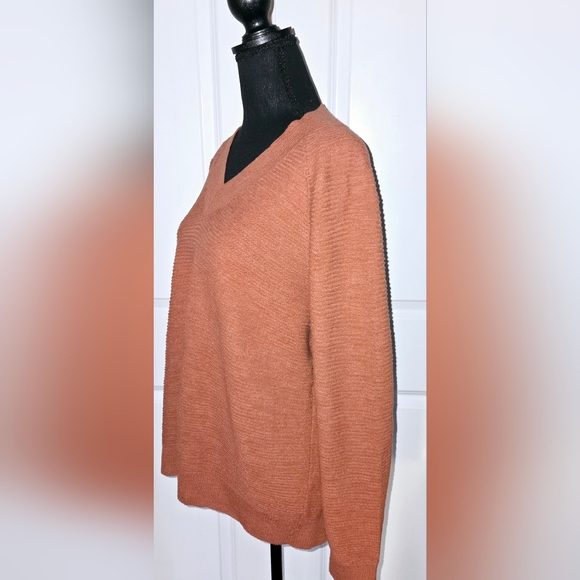 LOFT V-Neck Textured Sweater Amber Color Sz Sm - Picture 5 of 9